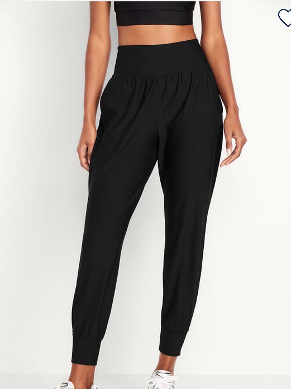 Old Navy Active Womens XL High Rise Jogger Pants Black Stretch Cropped Lounge